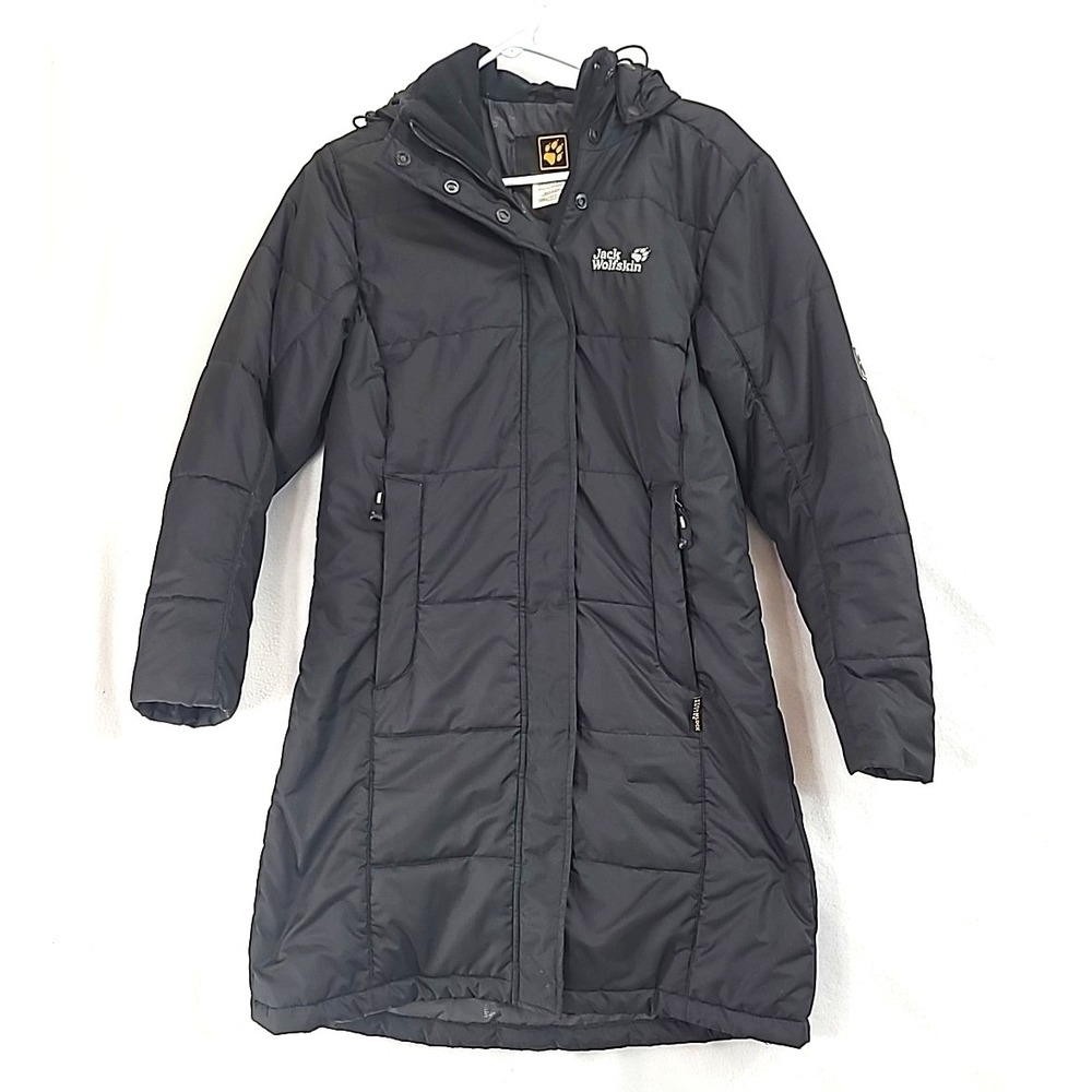 Jack Wolfskin Stormlock Active Microguard Black Hooded‎ Parka Jacket Coat Size S